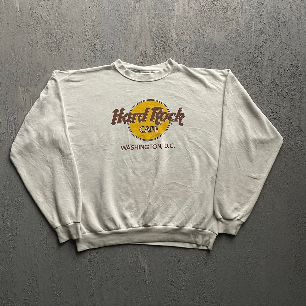 Vintage Hard Rock Cafe Washington DC Sweatshirt Mens XL White 90s
